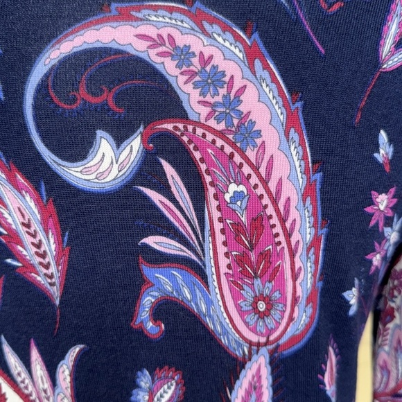 Talbots Charming Collection Blue & Pink Winding Paisley Cardigan Sweater Sz S - Picture 12 of 13